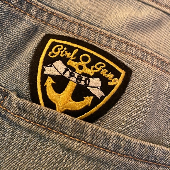 EXPRESS GIRLFRIEND FIT PATCHWORK DENIM JEANS - Picture 5 of 5